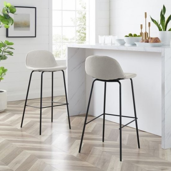 Riley 2Pc Bar Stool Set Oatmeal/ Matte Black - 2 Stools