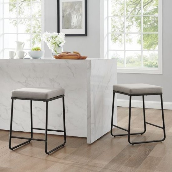 Beckett 2Pc Counter Stool Set Gray/ Matte Black - 2 Stools