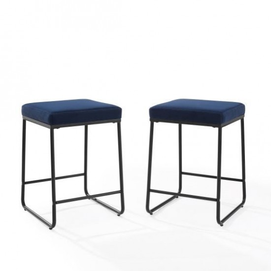 Beckett 2Pc Counter Stool Set Navy/Matte Black - 2 Stools