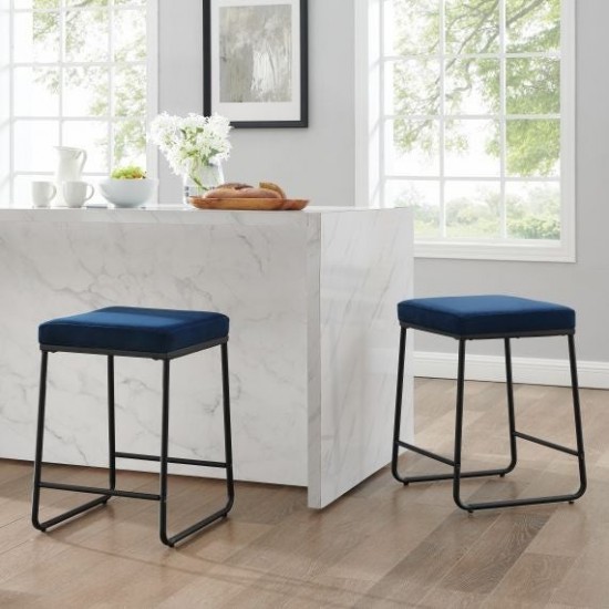 Beckett 2Pc Counter Stool Set Navy/Matte Black - 2 Stools