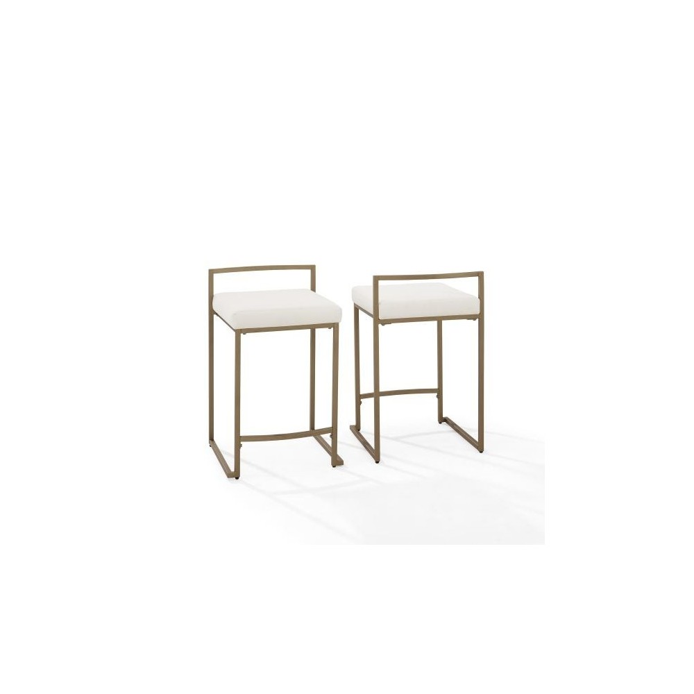 Harlowe 2Pc Counter Stool Set Creme/ Gold - 2 Stools