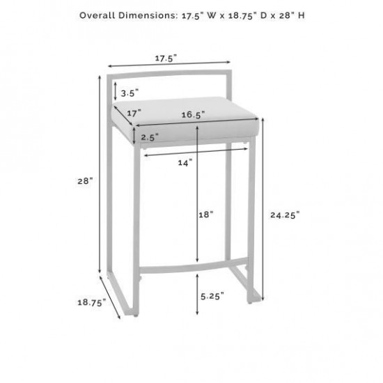 Harlowe 2Pc Counter Stool Set Creme/ Gold - 2 Stools