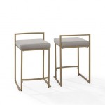 Harlowe 2Pc Counter Stool Set Gray/ Gold - 2 Stools