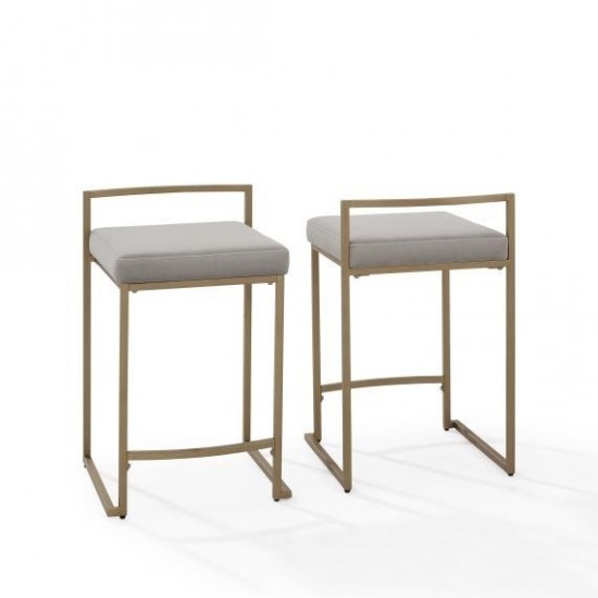 Harlowe 2Pc Counter Stool Set Gray/ Gold - 2 Stools