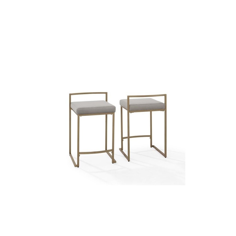 Harlowe 2Pc Counter Stool Set Gray/ Gold - 2 Stools