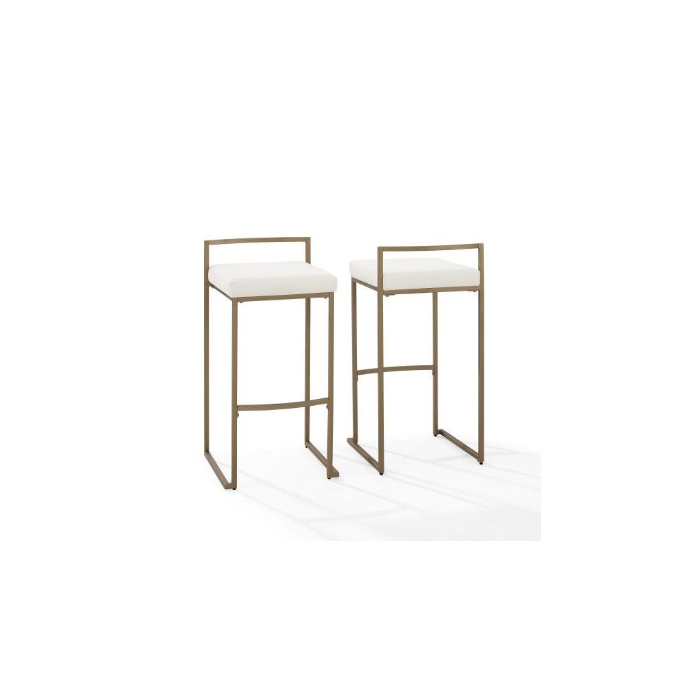 Harlowe 2Pc Bar Stool Set Creme/ Gold - 2 Stools