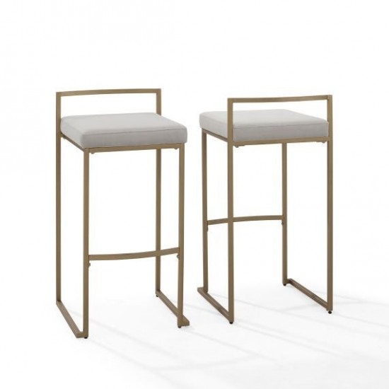 Harlowe 2Pc Bar Stool Set Gray/ Gold - 2 Stools