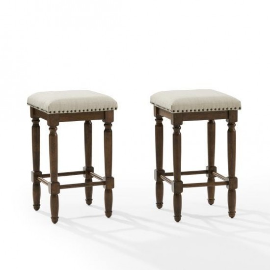 Aldrich 2Pc Counter Stool Set Oatmeal/Dark Brown - 2 Stools