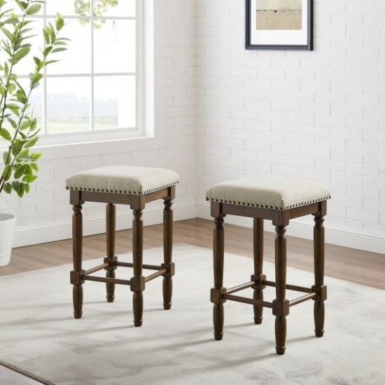 Aldrich 2Pc Counter Stool Set Oatmeal/Dark Brown - 2 Stools