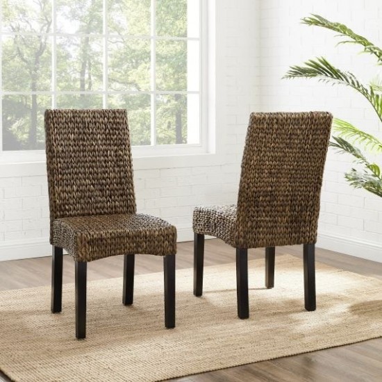 Edgewater 2Pc Dining Chair Set Seagrass/Darkbrown - 2 Chairs