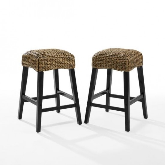 Edgewater 2Pc Backless Counter Stool Set Seagrass/Darkbrown - 2 Stools