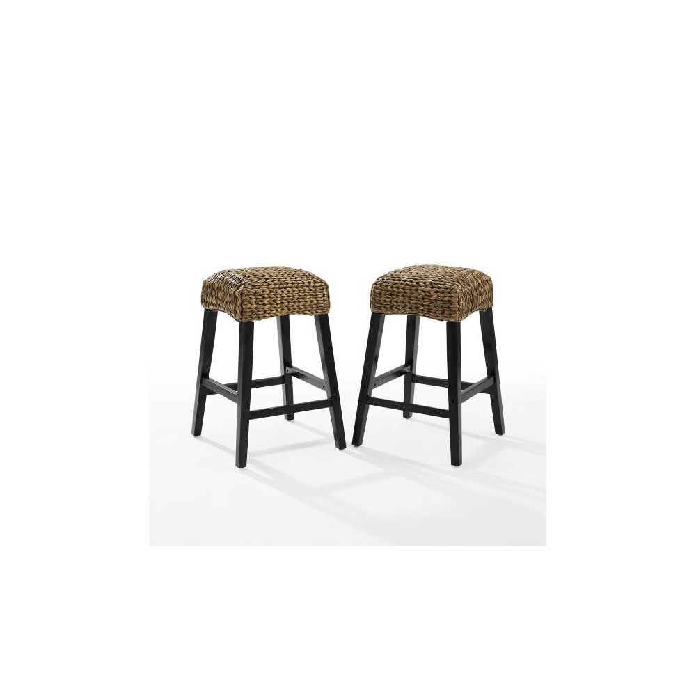 Edgewater 2Pc Backless Counter Stool Set Seagrass/Darkbrown - 2 Stools