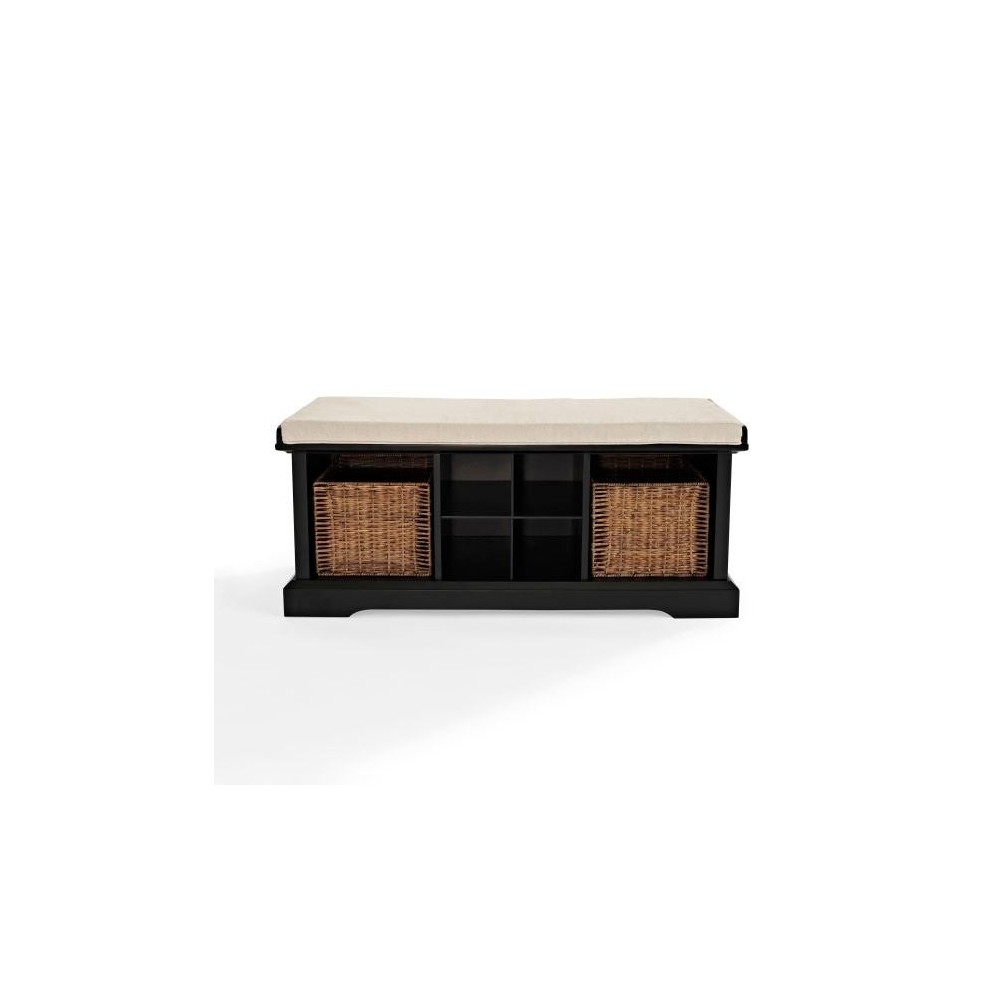 Brennan Storage Bench Black/Tan - Bench, 2 Wicker Basekets