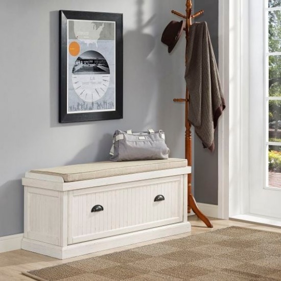 Seaside Entryway Bench Distressed White