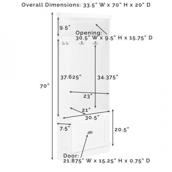 Seaside Corner Hall Tree Distressed White