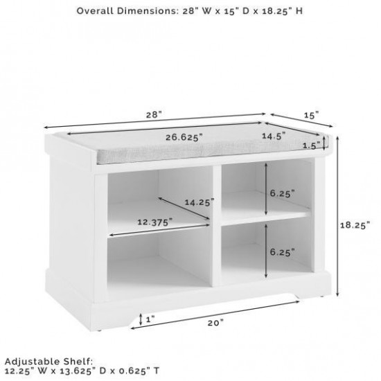 Anderson Storage Bench White/Tan