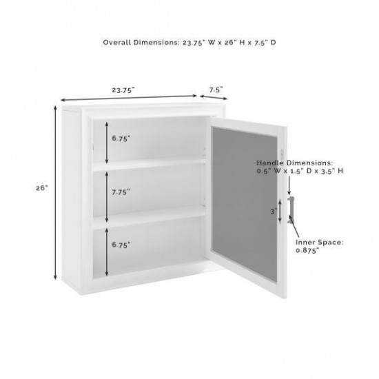 Tara Mirrored Wall Cabinet White