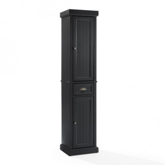 Seaside Tall Linen Cabinet Distressed Black