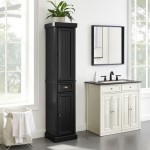 Seaside Tall Linen Cabinet Distressed Black