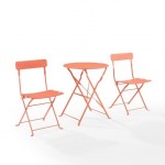 Karlee 3Pc Indoor/Outdoor Metal Bistro Set Coral - Bistro Table & 2 Chairs