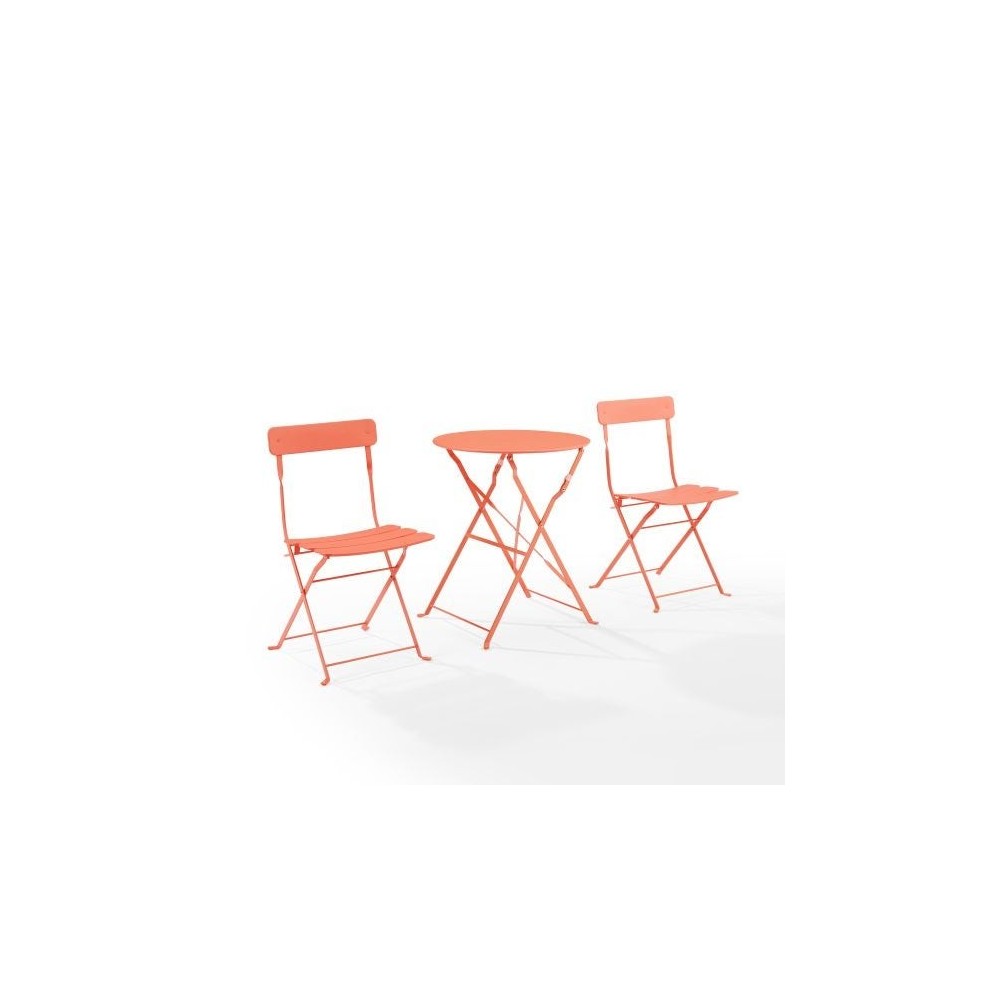 Karlee 3Pc Indoor/Outdoor Metal Bistro Set Coral - Bistro Table & 2 Chairs