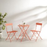 Karlee 3Pc Indoor/Outdoor Metal Bistro Set Coral - Bistro Table & 2 Chairs