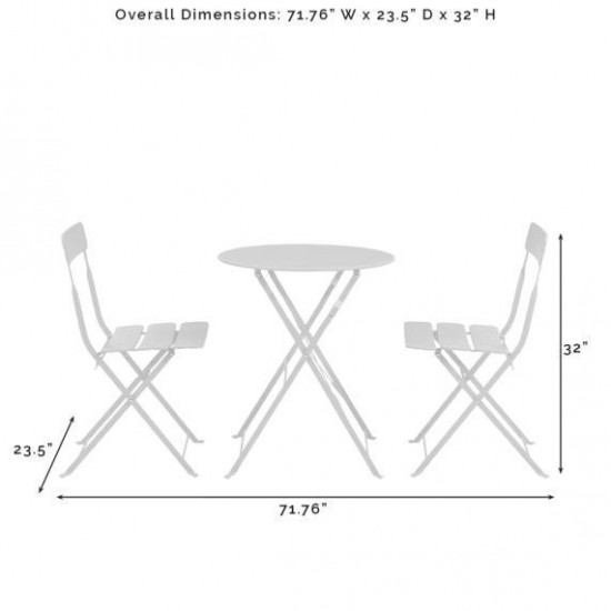 Karlee 3Pc Indoor/Outdoor Metal Bistro Set Coral - Bistro Table & 2 Chairs