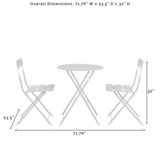 Karlee 3Pc Indoor/Outdoor Metal Bistro Set Navy - Bistro Table & 2 Chairs