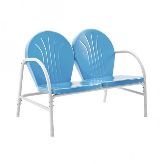 Griffith Outdoor Metal Loveseat Sky Blue Gloss