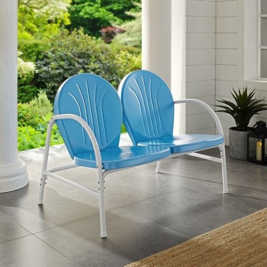 Griffith Outdoor Metal Loveseat Sky Blue Gloss