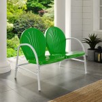 Griffith Outdoor Metal Loveseat Kelly Green Gloss
