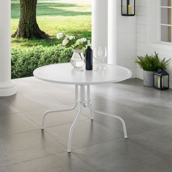 Griffith 39" Outdoor Metal Dining Table White Satin