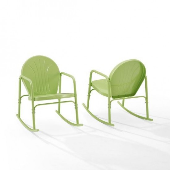 Griffith 2Pc Outdoor Metal Rocking Chair Set Key Lime Gloss - 2 Rocking Chairs