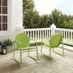 Griffith 2Pc Outdoor Metal Rocking Chair Set Key Lime Gloss - 2 Rocking Chairs