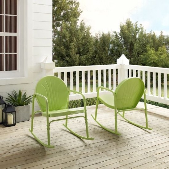 Griffith 2Pc Outdoor Metal Rocking Chair Set Key Lime Gloss - 2 Rocking Chairs