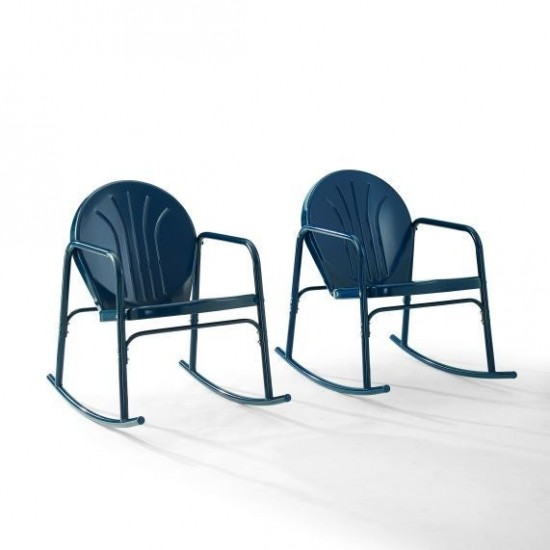 Griffith 2Pc Outdoor Metal Rocking Chair Set Navy Gloss - 2 Rocking Chairs