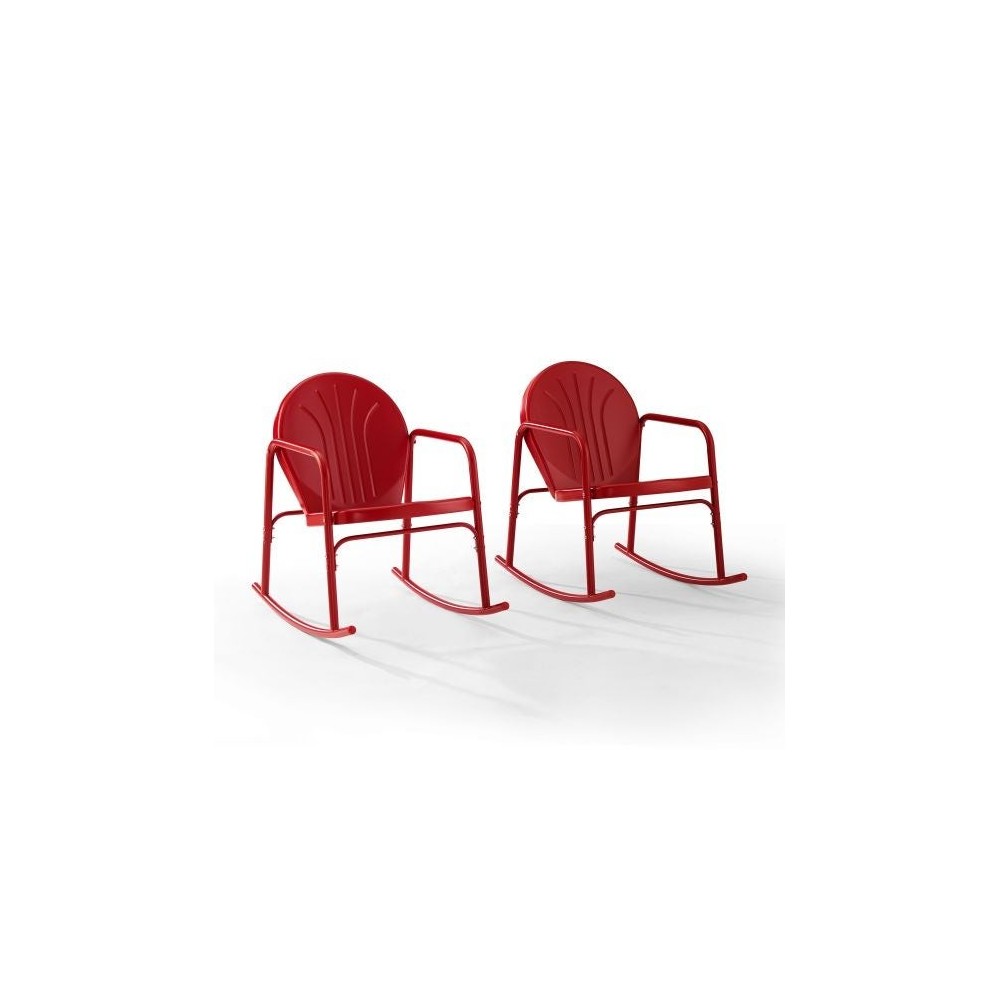 Griffith 2Pc Outdoor Metal Rocking Chair Set Bright Red Gloss - 2 Rocking Chairs