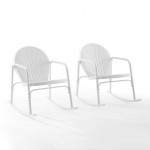 Griffith 2Pc Outdoor Metal Rocking Chair Set White Gloss - 2 Rocking Chairs