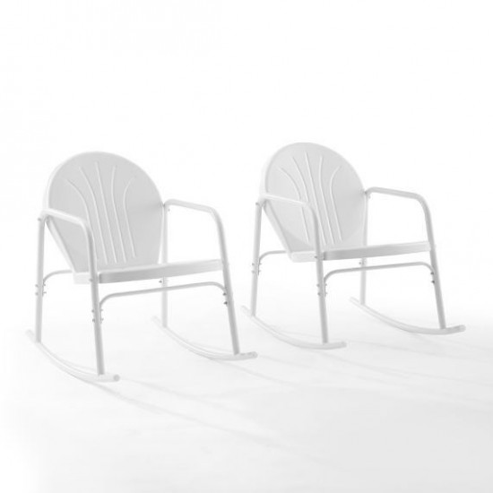 Griffith 2Pc Outdoor Metal Rocking Chair Set White Gloss - 2 Rocking Chairs