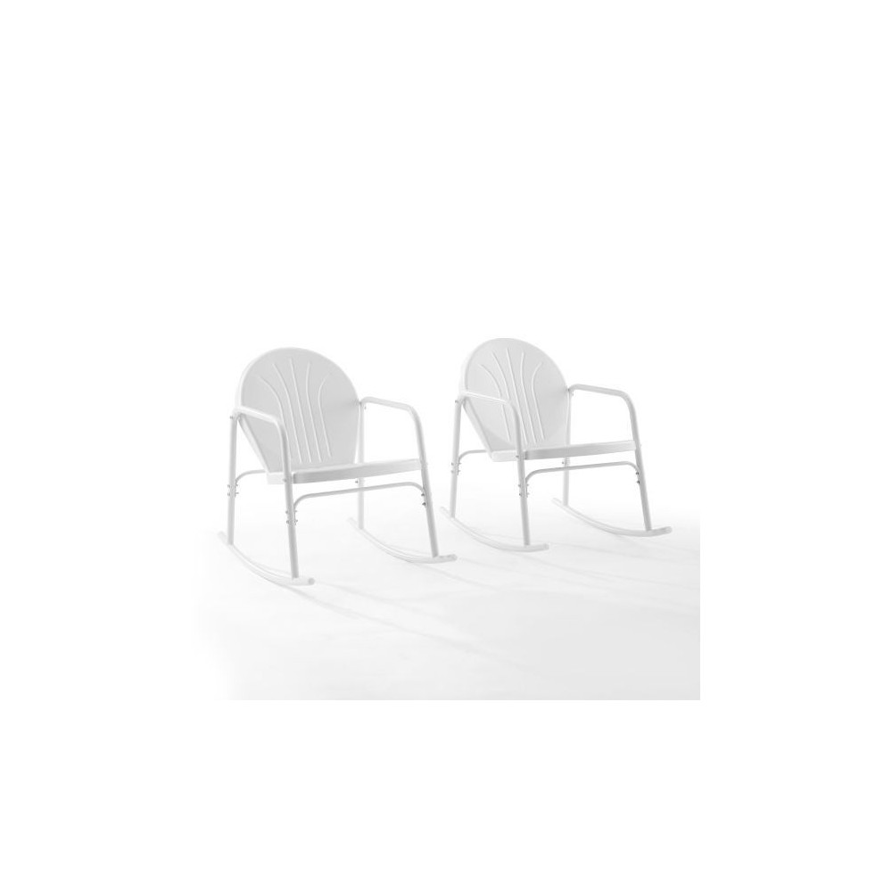 Griffith 2Pc Outdoor Metal Rocking Chair Set White Gloss - 2 Rocking Chairs