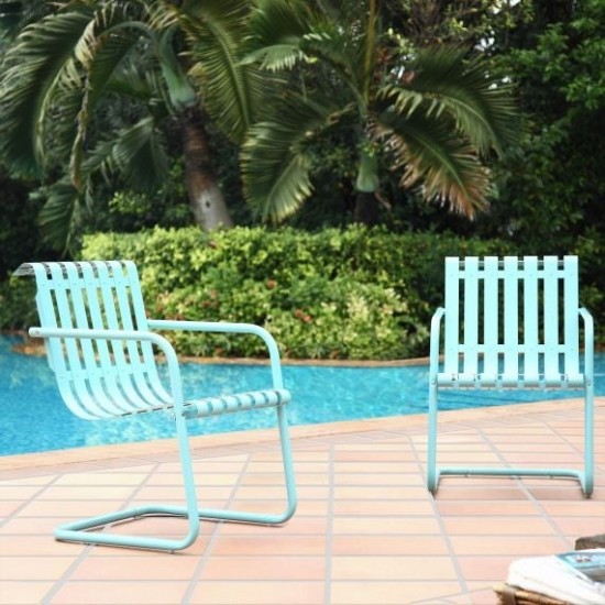 Gracie 2Pc Outdoor Metal Armchair Set Blue - 2 Chairs