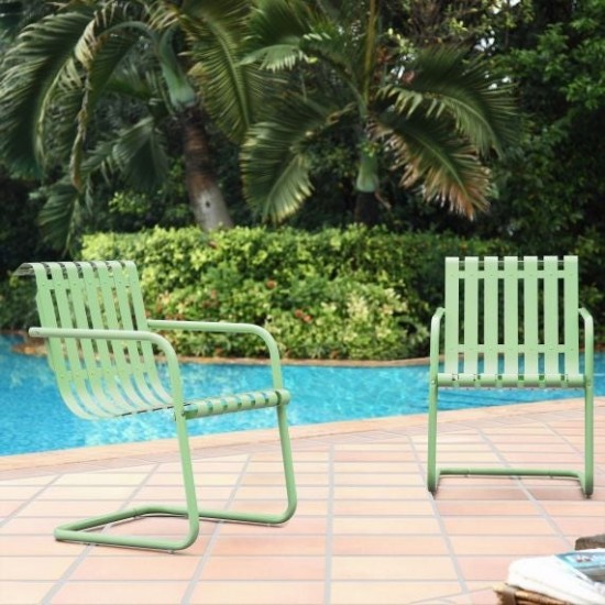 Gracie 2Pc Outdoor Metal Armchair Set Green - 2 Chairs