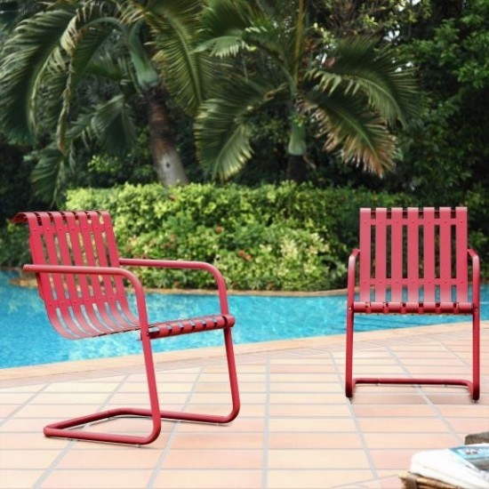 Gracie 2Pc Outdoor Metal Armchair Set Red - 2 Chairs