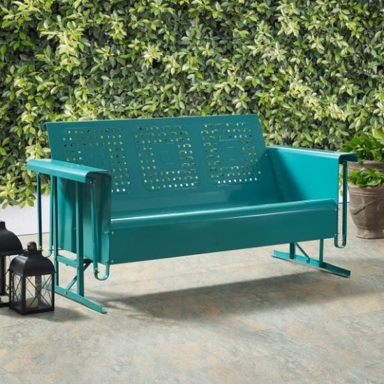 Bates Outdoor Metal Sofa Glider Turquoise