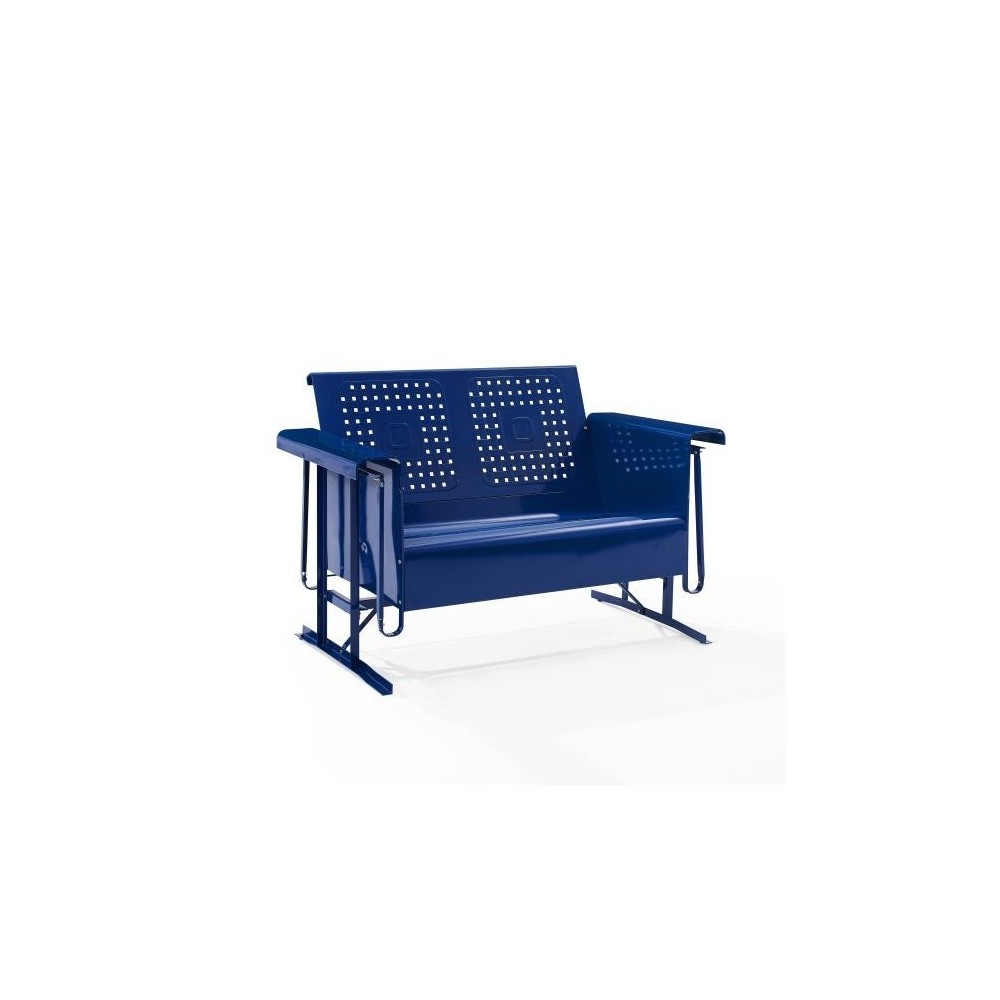 Bates Outdoor Metal Loveseat Glider Navy