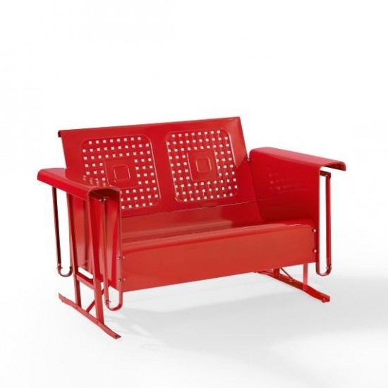 Bates Outdoor Metal Loveseat Glider Red