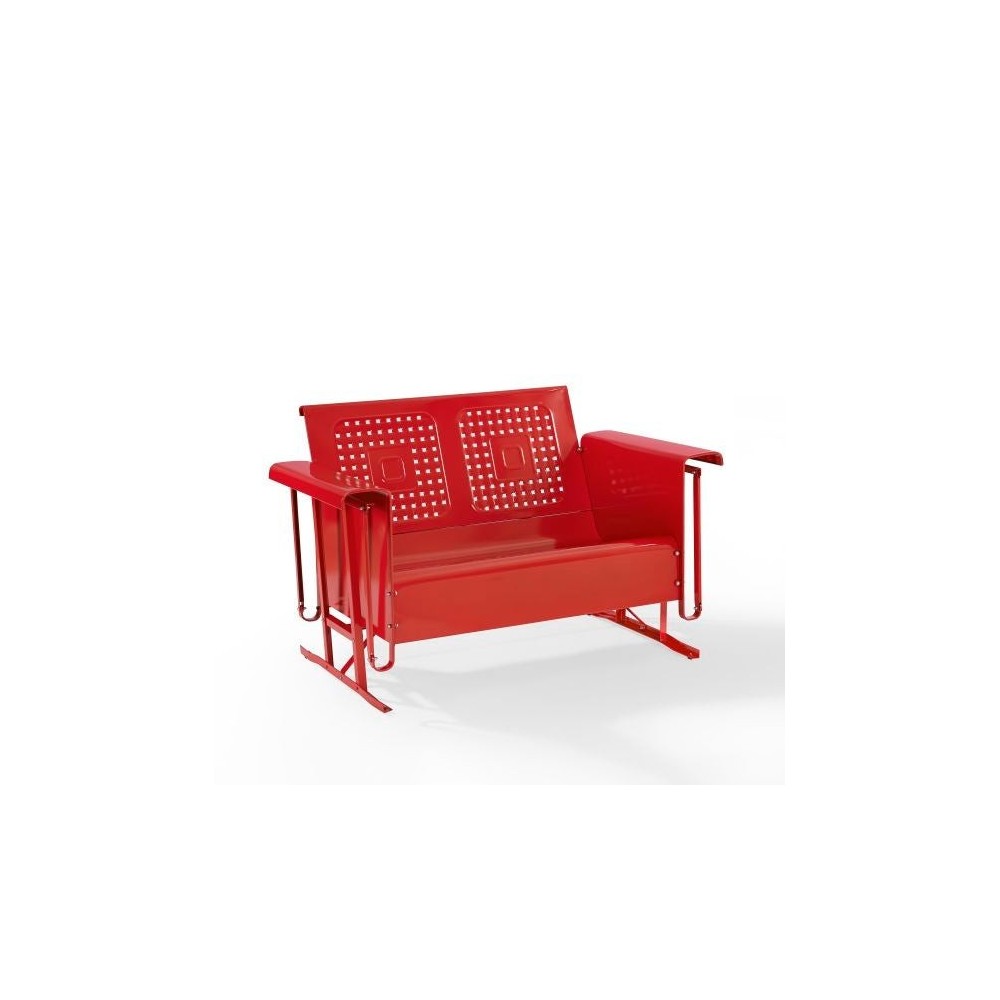 Bates Outdoor Metal Loveseat Glider Red