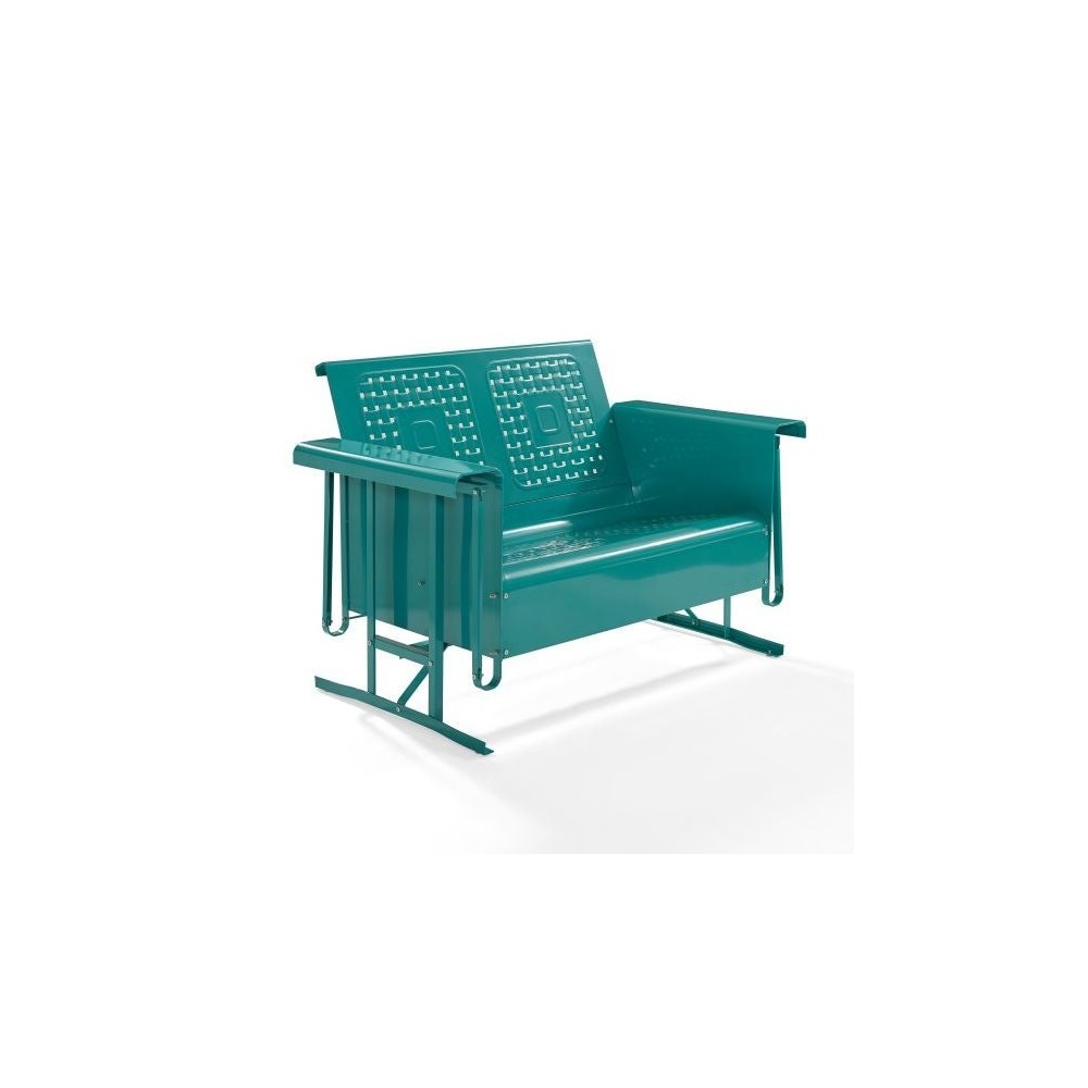 Bates Outdoor Metal Loveseat Glider Turquoise