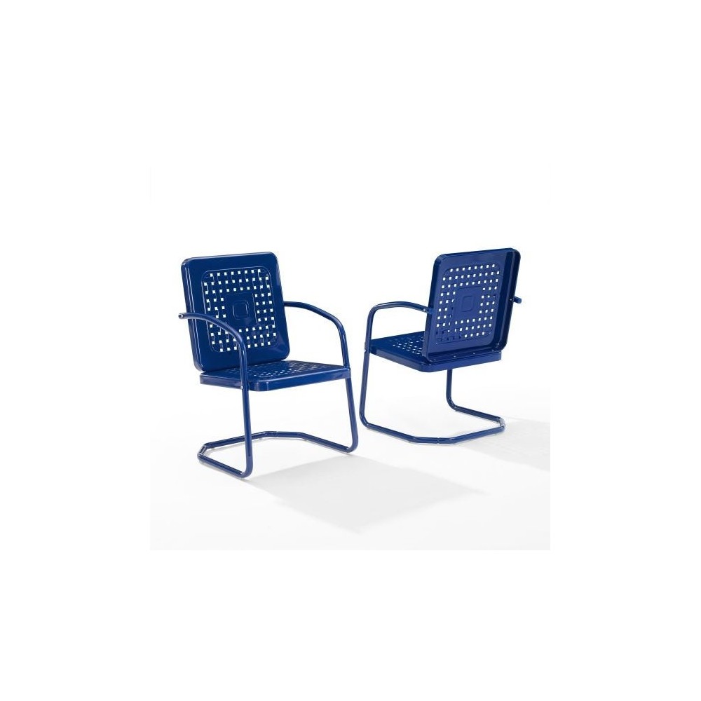 Bates 2Pc Outdoor Metal Chair Set Navy - 2 Armchairs