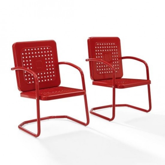 Bates 2Pc Outdoor Metal Armchair Set Red - 2 Armchairs